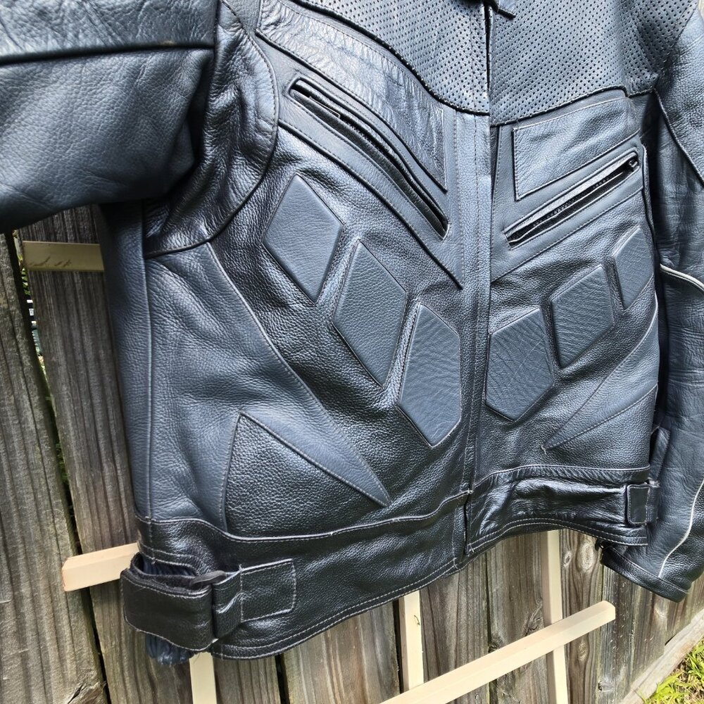 Echtes Leder Mens Leather Motorcycle Jacket Padded Genuine Moto Rider Biker 42 - Picture 2 of 14